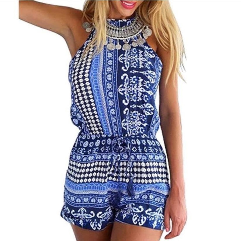 NEW Choies Sexy Blue Romper Keyhole Back